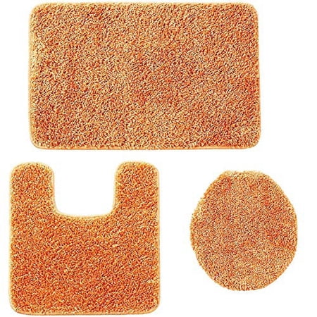 3PC ELITE BATH RUG SET ORANGE