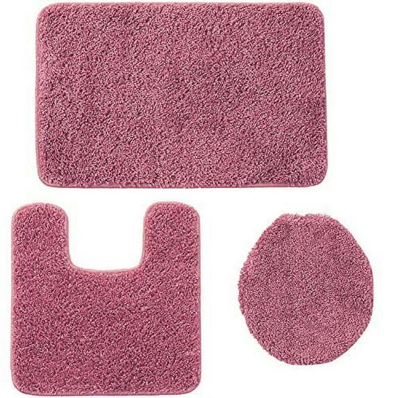 3PC ELITE BATH RUG SET ROSE