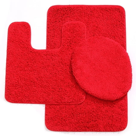 3PC ELITE BATHMAT SET RED