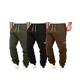 thumbnail image 1 of 3PC Elastic Waist Cargo Pants For Men Drawstring Athletic jogger Pants Fitted Pocket Solid Color Sweatpants Active, 1 of 8