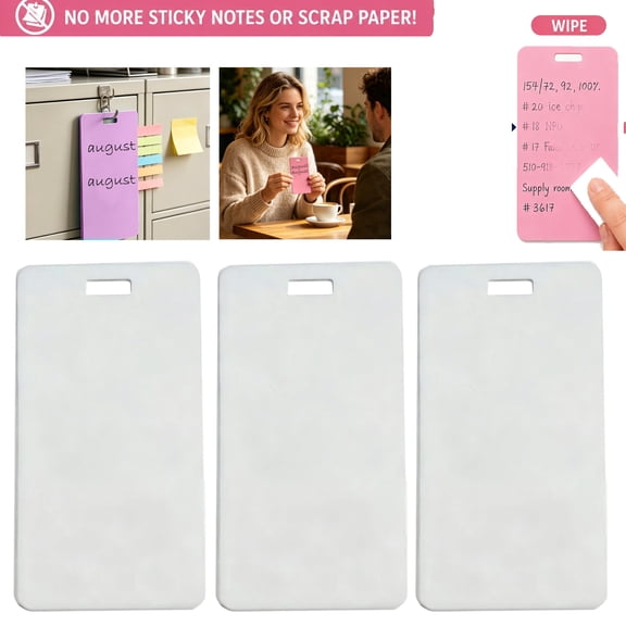3PC Erasable Badge Sticky Notes – Silicone Badge Buddy – Reusable Notepad for Nurses Doctors Caregivers and Teachers, Vertical Horizontal Badge, Wipeable Notepad Lightweight, White,White