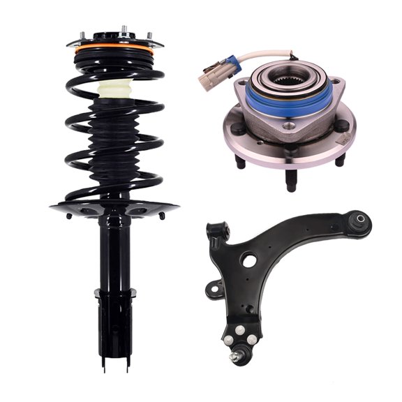 Set of 3 Front Right Lower Control Arm Ball Joint-Wheel Hub Bearing Assembly-Quick Complete Strut-Coil Spring Assembly For 1997-2001 Pontiac Grand Prix
