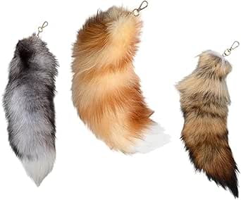 3PC Faux Fox Tail Keychain Pendant, 40CM Fox Tail Keychain Accessories, Soft Fluffy Charm Keyrings Animal Tail for Bag