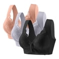 thumbnail image 1 of Yijfswar 3PC Front Closure Bras for Women No Underwire Push Up Lace Floral Bra Wireless Bralette T-Shirt Bra Everyday Bra, 1 of 9