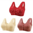 thumbnail image 1 of 3PC Front Fastening Bras for The Elderly Women Plus Size Non Wired Comfortable Push Up Everyday Sports Bras Wireless Full Cup Bralettes M-7XL, 1 of 7