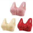 thumbnail image 1 of 3PC Front Fastening Bras for The Elderly Women Plus Size Non Wired Comfortable Push Up Everyday Sports Bras Women Floral Wireless Full Cup Bralettes Yoga Running Lace Bra M-7XL, 1 of 7