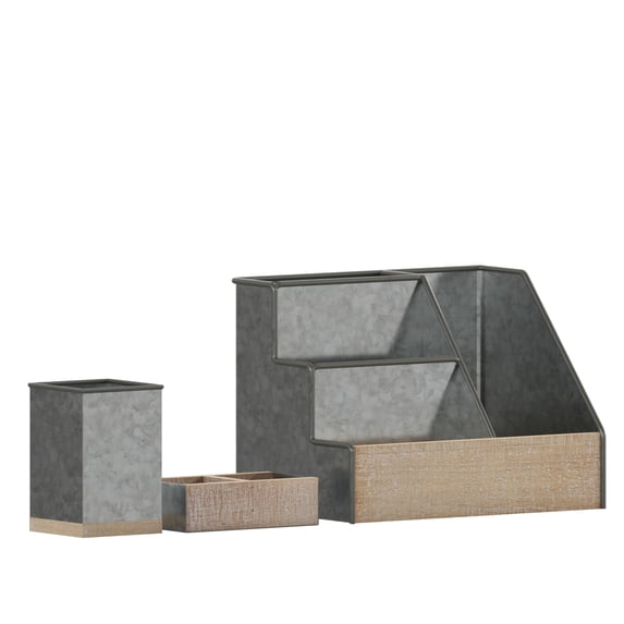 3PC Galvanized Organizer Set