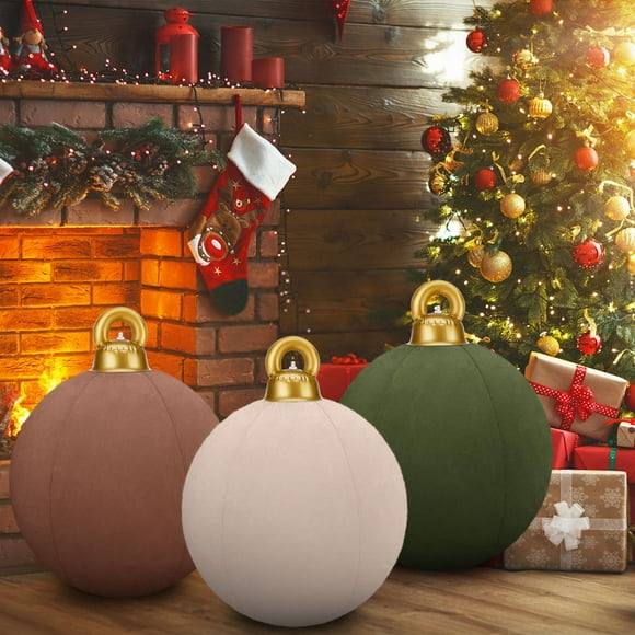 3PC Giant Inflatable Velvet Christmas Balls, Velvet Christmas Inflatable Ball Ornament, Giant Inflatable PVC Balls Flocked Blow up Christmas Ornaments for Christmas Tree Indoor Lawn Porch