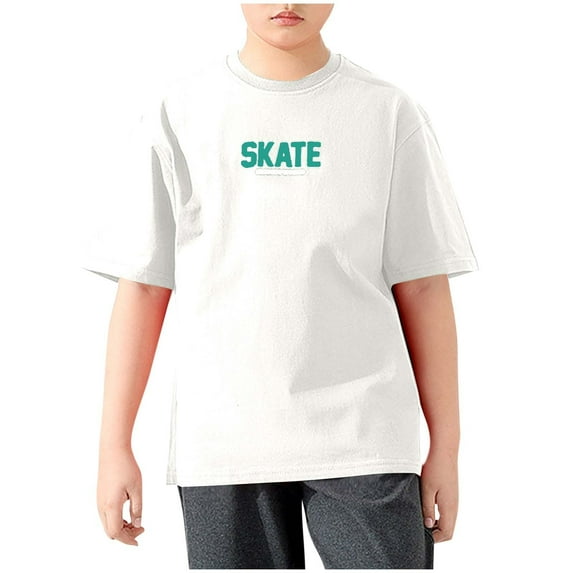 Summer Tshirts Size 5-13 Years For Children Boys Short Sleeve Crew Neck Solid Color Summer Saving Clerance Casual Athletic Fast-Drying T-Shirt Basic Tees White
