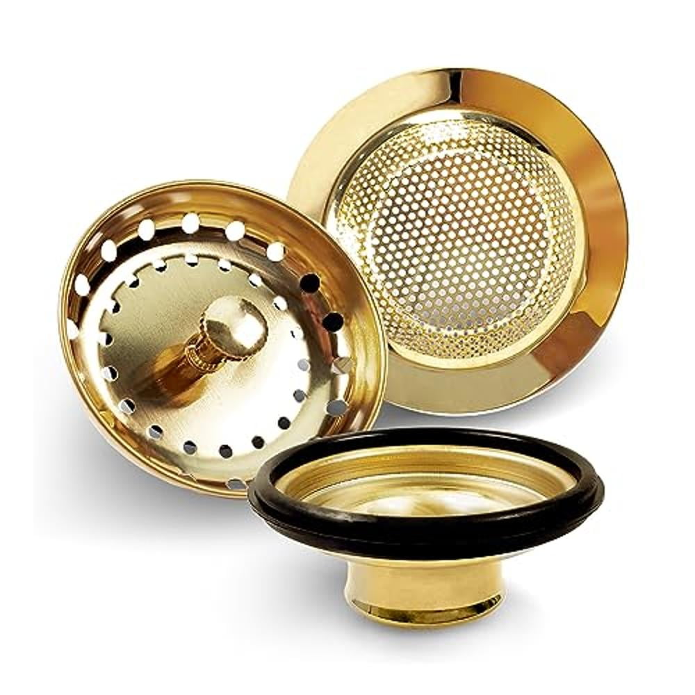 3PC Gold Sink Drain Strainer Stopper,Kitchen Stainless Steel Sink Strainer Garbage Disposal Plug