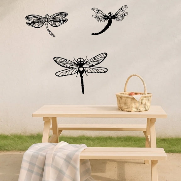 3PC Gothic Wall Art Decor Set - Handmade Black Iron Dragonfly Wall Hanging, Vintage Metal Art for Bedroom, Living Room & Home Decor | Dark Academia, Boho Aesthetic, Housewarming & Birthday Presents