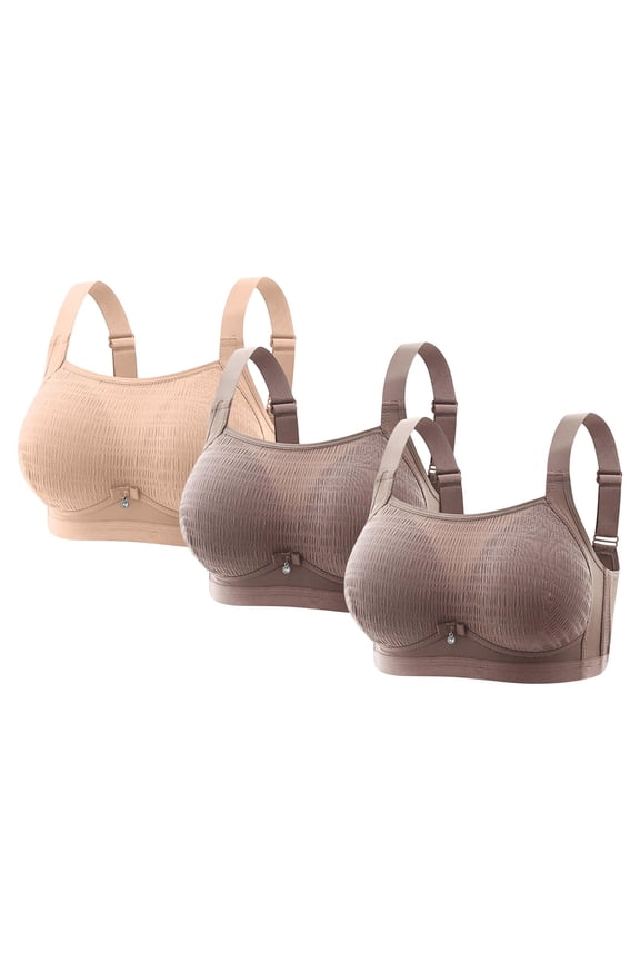 3PC High Impact Sports Bra Wirefree Sports Bra Workout Cotton Underwear Laser Cut Underwear Stretchy Plus Size Underwear Compression Fit Sports Breathable Mesh