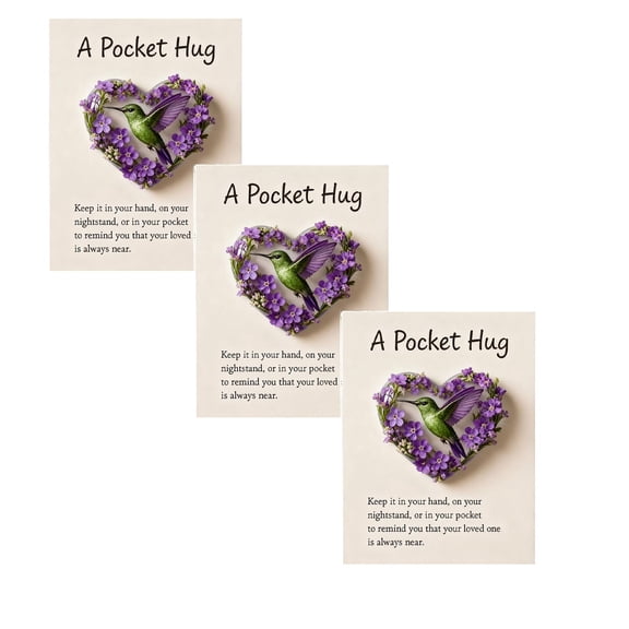 3PC Hummingbird Pocket Hug with Gift Card, Heart-Shaped Memorial Keepsake for Sympathy, Remembrance & Encouragement, Comfort Gift for Loss of Loved One, Friendship Token