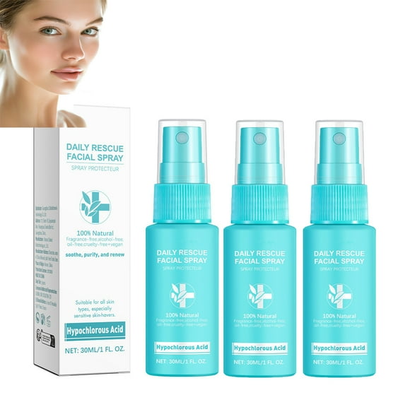 3PC Hypochlorous Acid Face and Skin Spray, Daily Rescue Facial Spray,,Purify and Renew Skin Moisturizing Spray,Face And Skin Spray Safe For Use On Skin Dry Scalp Toner Eye Eyelash Cleanser 30ml