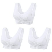 3PC Kendally Bras for Women Comfy Corset Bra Front Cross Side Buckle Lace Bras Breather Soft Push Up Wireless Sports Bra