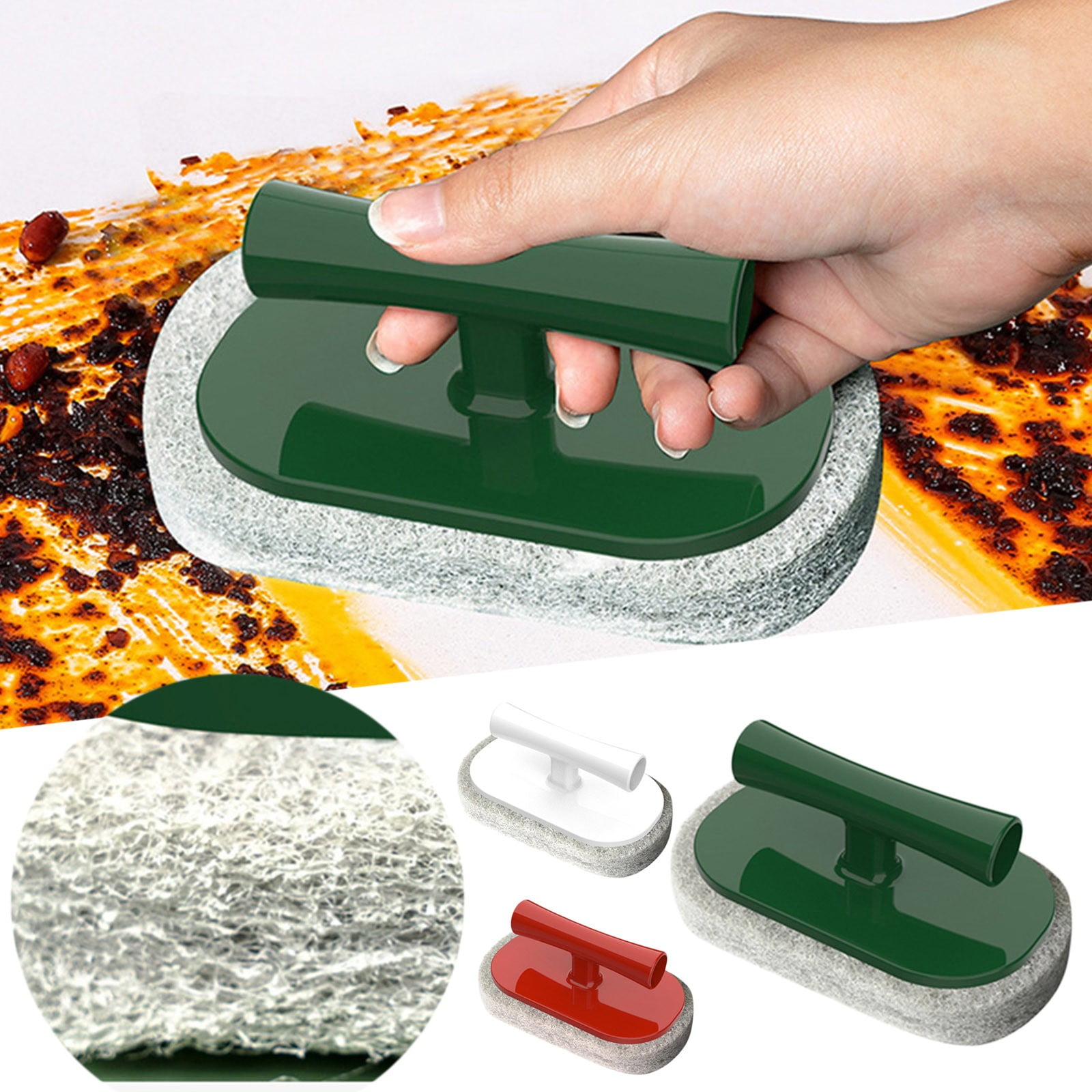 3PC Kitchen Clean Brush Wall Brush Bathroom Bathtub Tile Brush Sponge