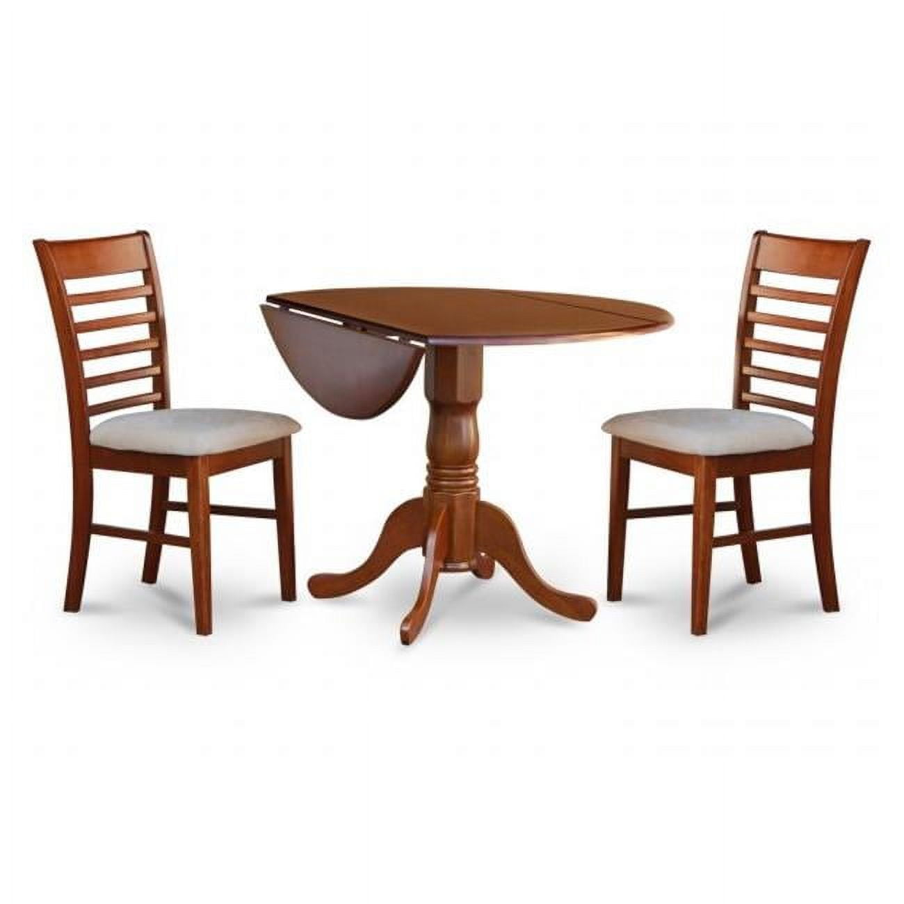 3PC Kitchen Round Table with 2 Drop Leaves and 2 Ladder-back Chairs ...