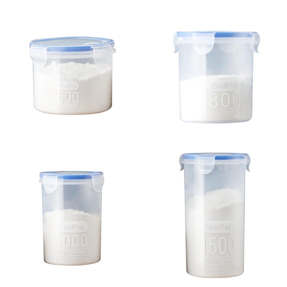 3PC Kitchen Storage Box Sealed Food Preservation Plastic Preservation Container Storage, Tank Grains Sealed Can,E,4