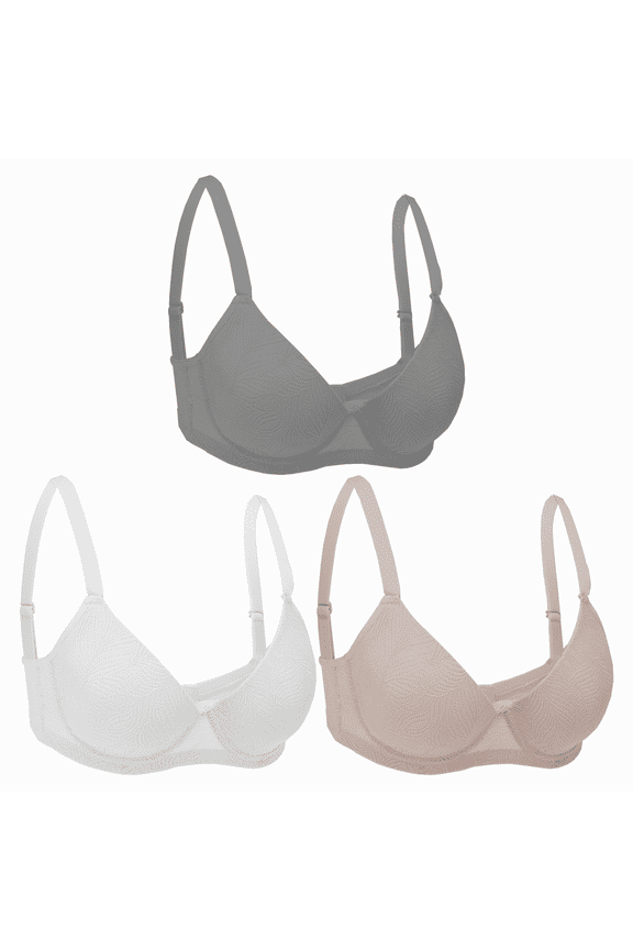 3PC LASE Pack Women Push Up Bra Everyday Underwear Comfortable Lingerie Bralette with Support Anti-Sag