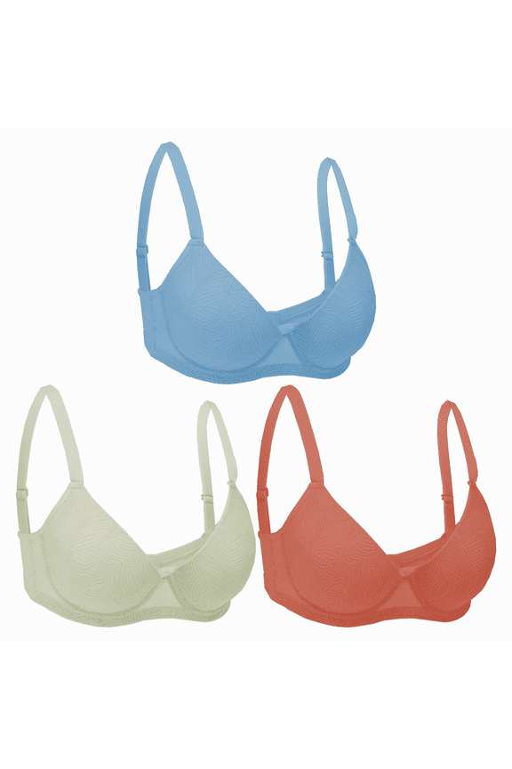 3PC LASE Pack Women Push Up Bra Everyday Underwear Comfortable Lingerie Bralette with Support Anti-Sag