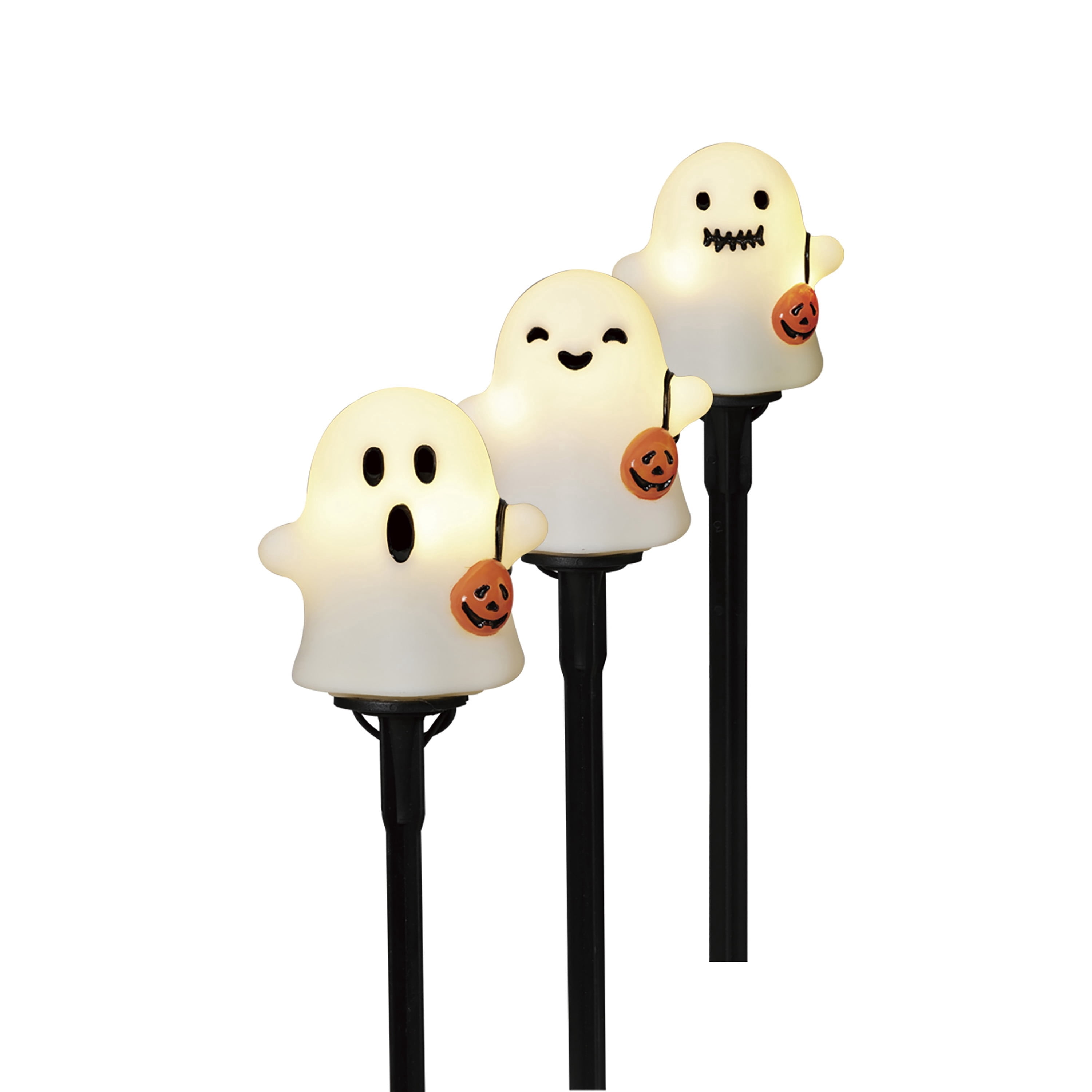 Outdoor LED Ghost Pathmarkers, White, 3', 3 Count, Halloween by Way To Celebrate