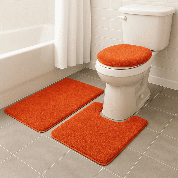 3PC LUXURY BATHMAT ORANGE
