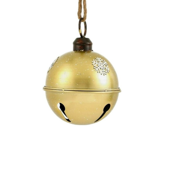 6.3IN Large Christmas Sleigh Bells Rustic Xmas Hanging Sleigh Bells with Coarse Rope Star Cutouts Ornaments for Vintage Christmas Fireplace Tree Garden Decoration Supplies Snowflake