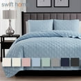 thumbnail image 1 of Swift Home 3PC Reversible Diamond Stitch Soft Quilt & Sham Set, Light Blue, King/Cal King, 1 of 6