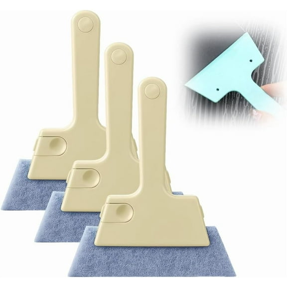 3PC-Magic Window Track Cleaner, 4 In1 Handheld Window Track Cleaner Brush, Hand-Held Magic Window Gap Reusable Cleaning Brush for Window Lides Gaps Tile Lines Shutter Car Vents (Beige)