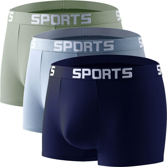 3PC Men's Cotton Boxer Briefs 2XL, Comfortable Fit with Sports Waistband, Breathable Multicolor Underwear - Walmart