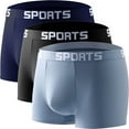 thumbnail image 1 of 3PC Men's Cotton Boxer Briefs, Athletic Sporty Waistband, Breathable Moisture-Wicking, Classic Multicolor, Size L - Comfort for Daily & Workouts, 1 of 2