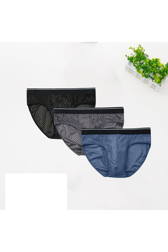 3PC Men's Mesh Underwear, Nylon Spandex Breathable Stretchy, Athletic & Everyday, 2XL, Multicolor, Elastic Waistband