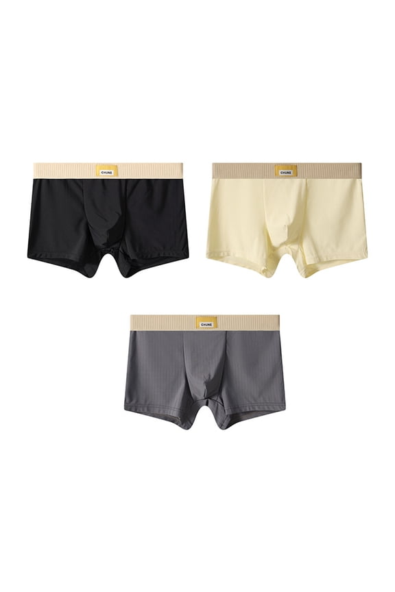 3PC Men's XL Black Boxer Briefs - Nylon Spandex Blend, Durable Stretchy, Comfortable Elastic Waistband Breathable Underwear