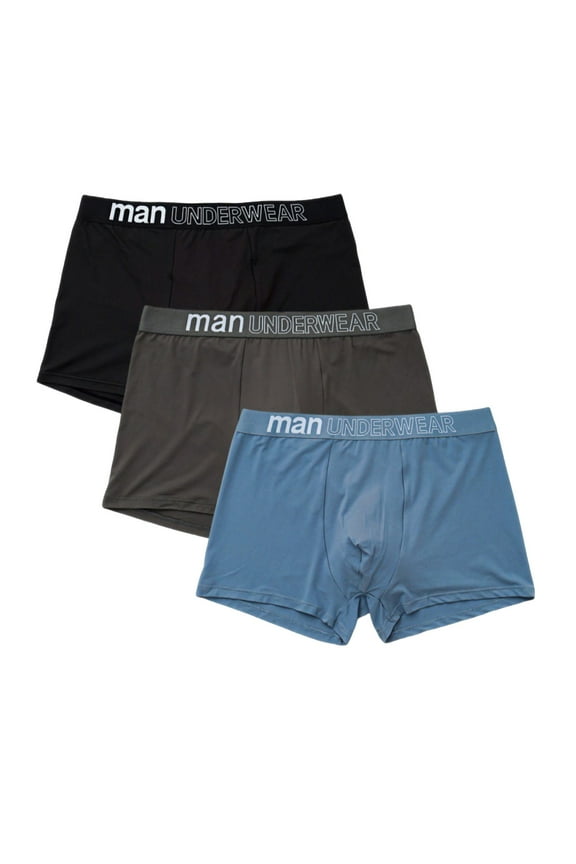 3PC Mens Cotton Boxer Briefs Soft Breathable Comfort Close Fitting Underwear Daily Lightweight Moisture Wicking Pouch Sports Performance Trunks