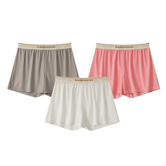 3PC Mens Silk Boxer Briefs Lightweight Ice Silky Underwear Soft Seamless Comfort Lounge Shorts Breathable Panties