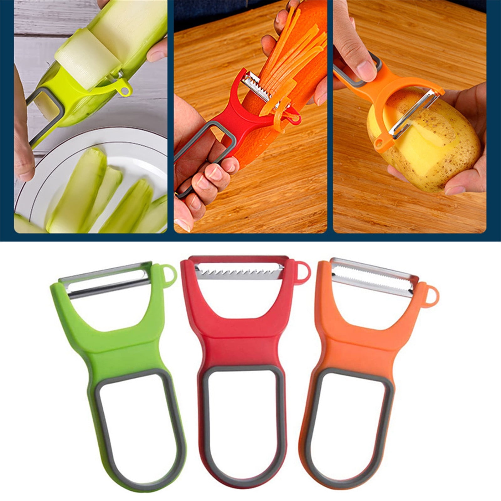 3PC Multifunctional Stainless Steel Peeler Knife Fruit Melon Planer ...
