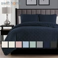 thumbnail image 1 of Swift Home 3PC Reversible Diamond Stitch Lightweight Quilt & Sham Set, Navy, Full/Queen, 1 of 6