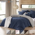thumbnail image 1 of 3PC Navy/Graphite King/Cal King (106" x 92") 2 in 1 Reversible Duvet Cover & Sham Set (Comforter not Included), 1 of 6