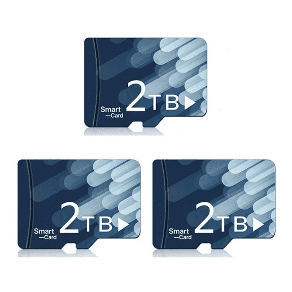 3PC New Memory Card 2TBX3 Universal Memory Micro SD Card 2000GB, Suitable For Most Mobile Phones, Cameras, And Other Devices,Bluewith Adapter