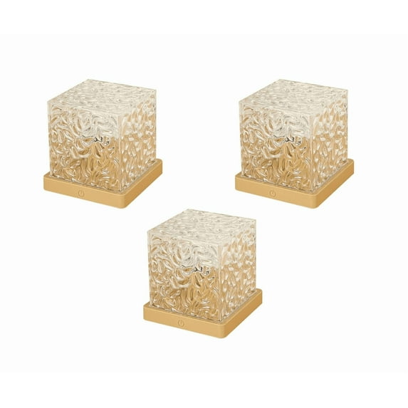 3PC Ocean Wave Projector Light - Battery Operated Under Water Lamp Cube Night Light for Shower Bedroom Stress Relief