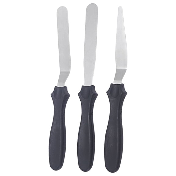 3PC Offset Spatula for Cake Decorating, Angled Stainless Steel Icing Spatula with Soft Grip Handle, Cake Spatula, Icing Spatula, Set Stainless Spatula&Cake Remover&Smoothing Spatula