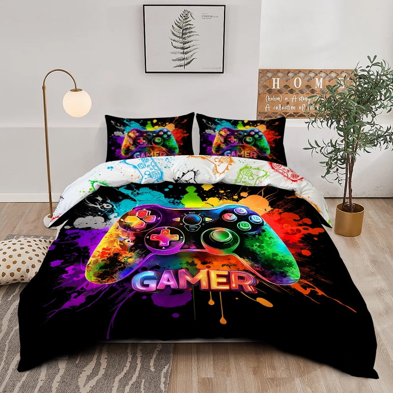 3PC Oil Colored Game Console Duvet Cover 1 Duvet Cover+2 Pillowcases