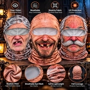 3PC Old Man Ski Mask Funny Realistic Face Balaclava 3D Printed Full Face Winter With Neck Coverage, Novelty Winter Face Cover for Skiing Snowboarding Outdoor Parties and Funny Gifts