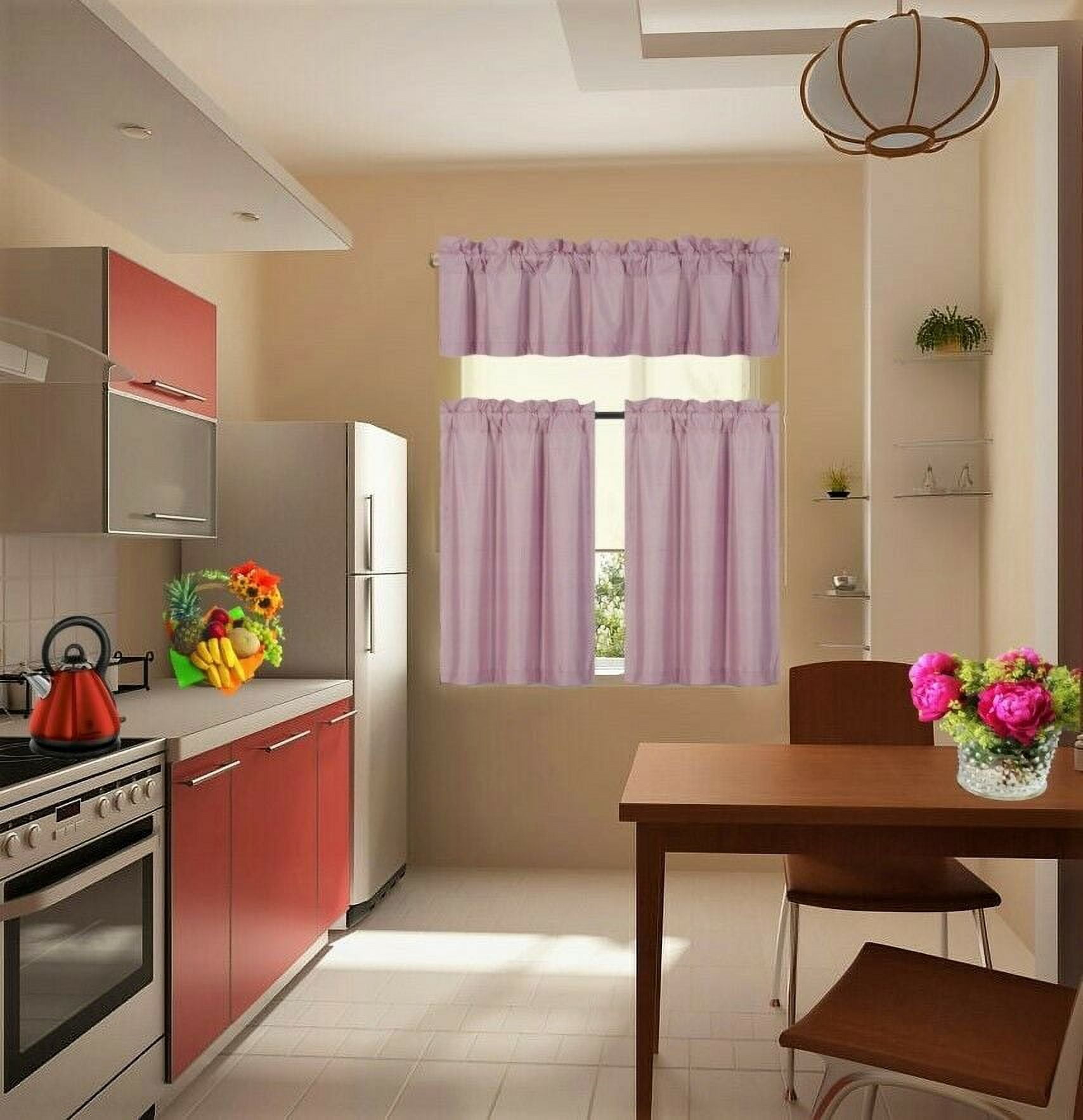 3PC PINK SOLID KITCHEN WINDOW DRESSING LINED BLACKOUT CURTAIN PANEL 2 ...