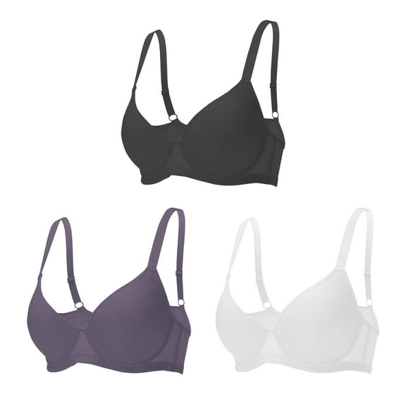 3PC Pack Women Push Up Bra Everyday Underwear Comfortable Lingerie Bralette with Support Anti-Sag-Size 36C/80C