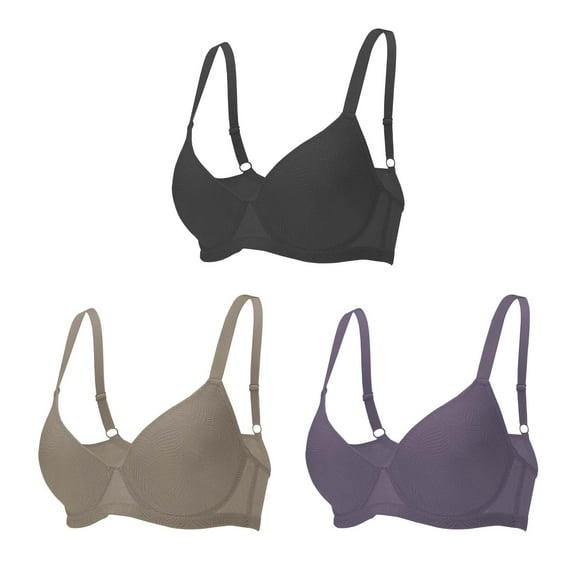 3PC Pack Women Push Up Bra Everyday Underwear Comfortable Lingerie Bralette with Support Anti-Sag-Size 36C/80C