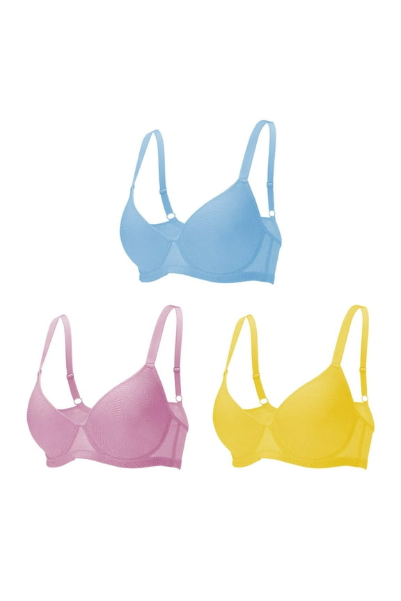 3PC Pack Women Push Up Bra Everyday Underwear Comfortable Lingerie Bralette with Support Anti-Sag-Size 40C/90C