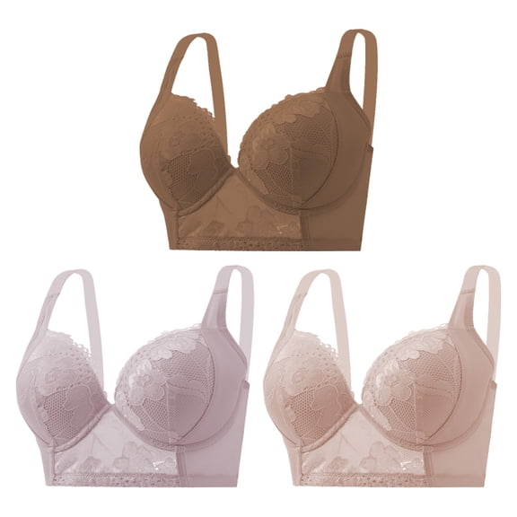 3PC Pack Women Push Up Bra Everyday Underwear Comfortable Lingerie Bralette with Support Anti-Sag-Size-70B/32B