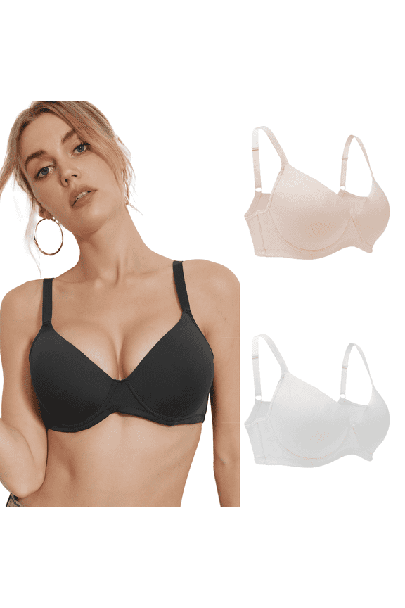 3PC Pack Women Push Up Bra Everyday Underwear Comfortable Lingerie Bralette with Support Anti-Sag