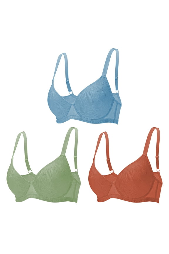 3PC Pack Women Push Up Bra Everyday Underwear Comfortable Lingerie Bralette with Support Anti-Sag-Size90C/40C